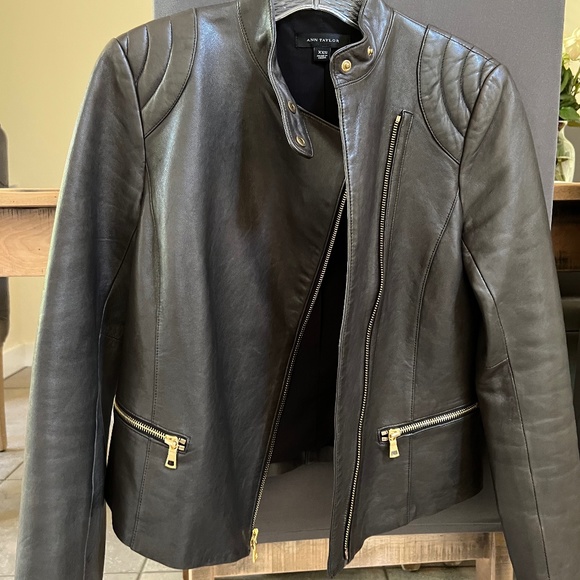Ann Taylor 100% Genuine Leather Gray Moto Jacket buttery real leather - Picture 15 of 16
